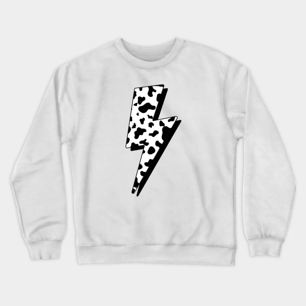 Cow Print Lightning Bolt Crewneck Sweatshirt by DesignStory